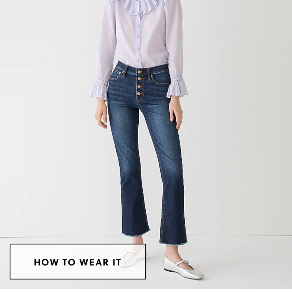 9" demi-boot crop jean in Dark Worn wash